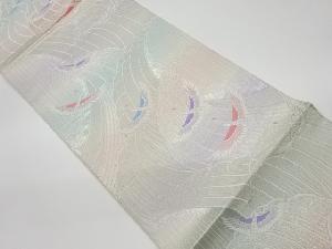 リサイクル　荒波に群鶴模様織出し袋帯